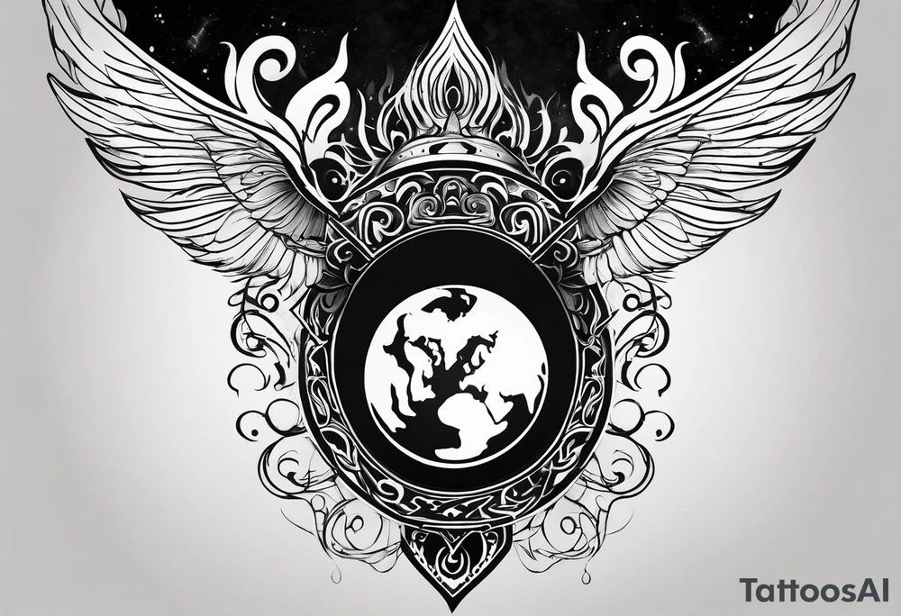 earth symbol, fire symbol tattoo idea