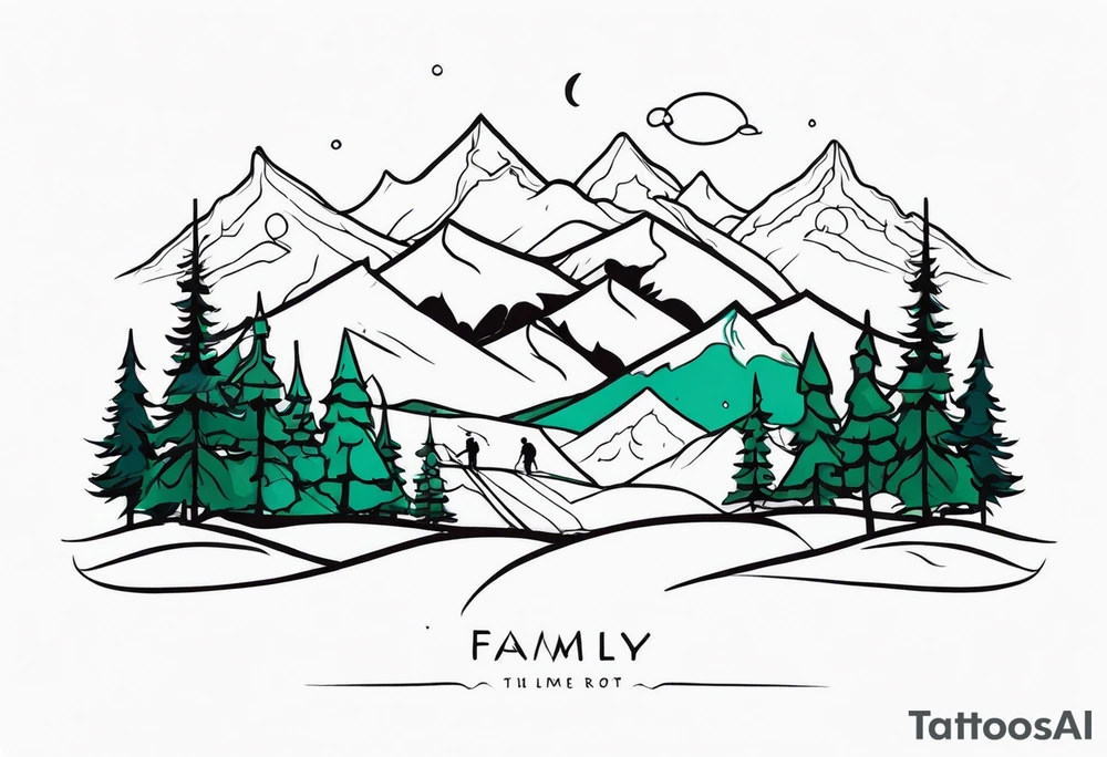 mountains trees family three tattoo idea