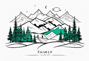 mountains trees family three tattoo idea