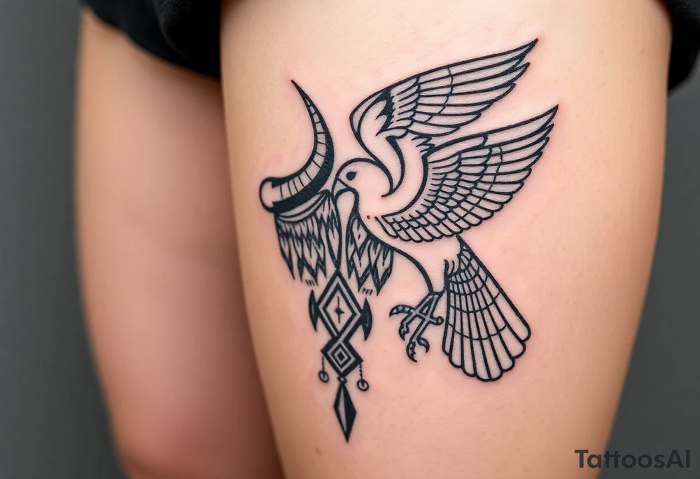 A bull and a falcon  with ancient Egyptian mythology, as ruled by Venus in western zodiac, tattoo idea