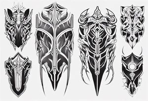 leg armor symmetrical tattoo idea