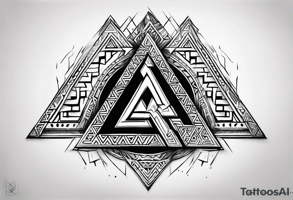 design a valknut tattoo with "om" symbol, with less ink tattoo idea