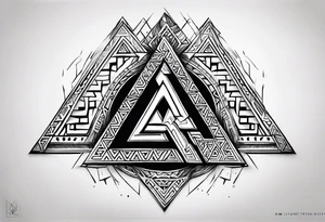 design a valknut tattoo with "om" symbol, with less ink tattoo idea