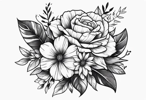 Flower bouquet on upper arm tattoo idea