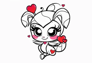 Super cute scorpion drawn Powerpuff girl style with body segments, head and claws made of hearts tattoo idea