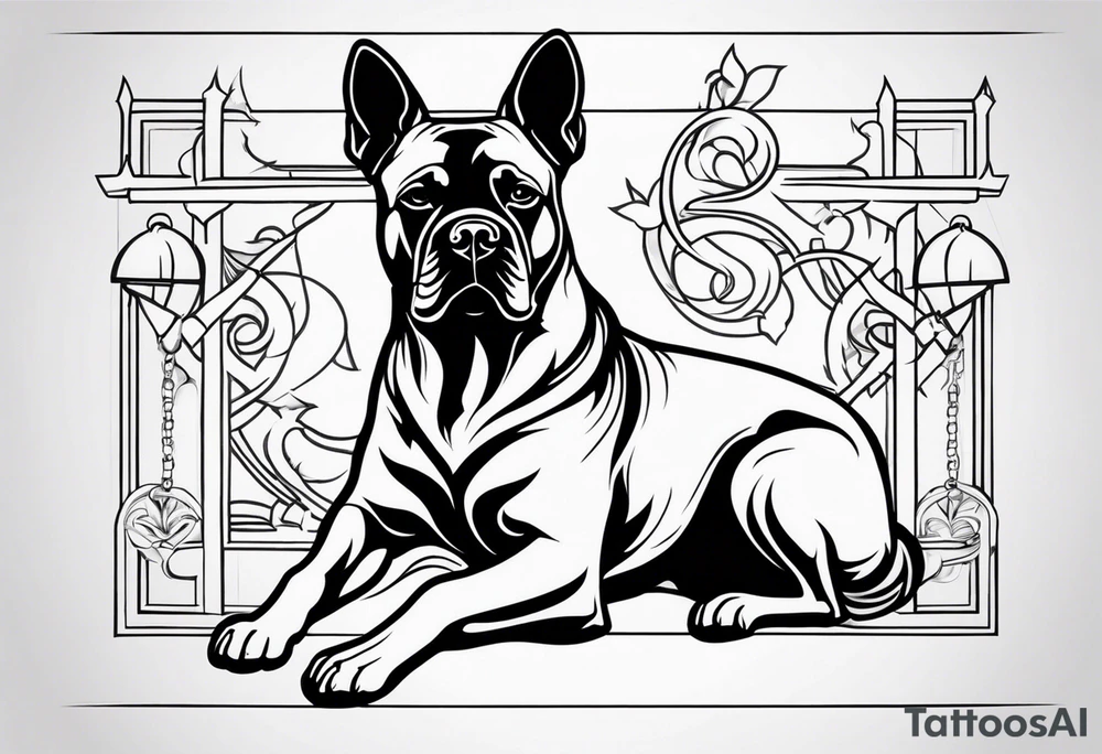 Simpletattoo with elements linked to bodybuilding dogs travel and freedom tattoo idea