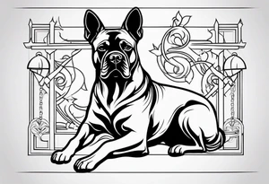 Simpletattoo with elements linked to bodybuilding dogs travel and freedom tattoo idea