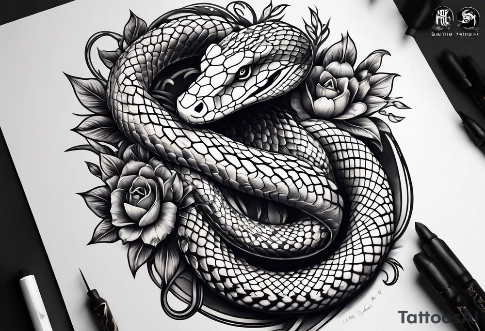 Snake biting its own tail tattoo idea