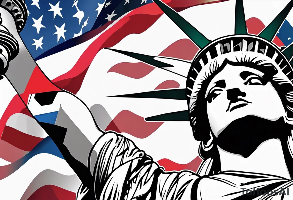 Statue of Liberty flag tattoo idea