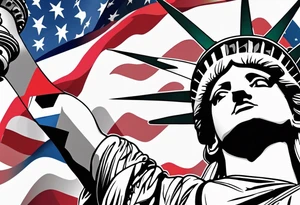 Statue of Liberty flag tattoo idea