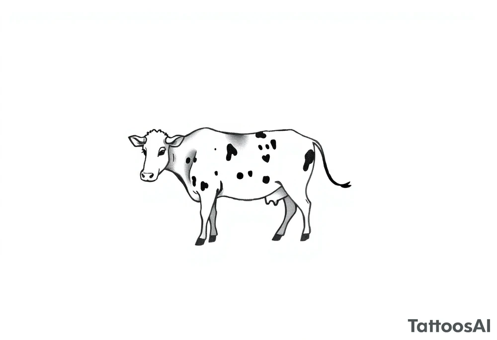 small black and white cow tattoo idea