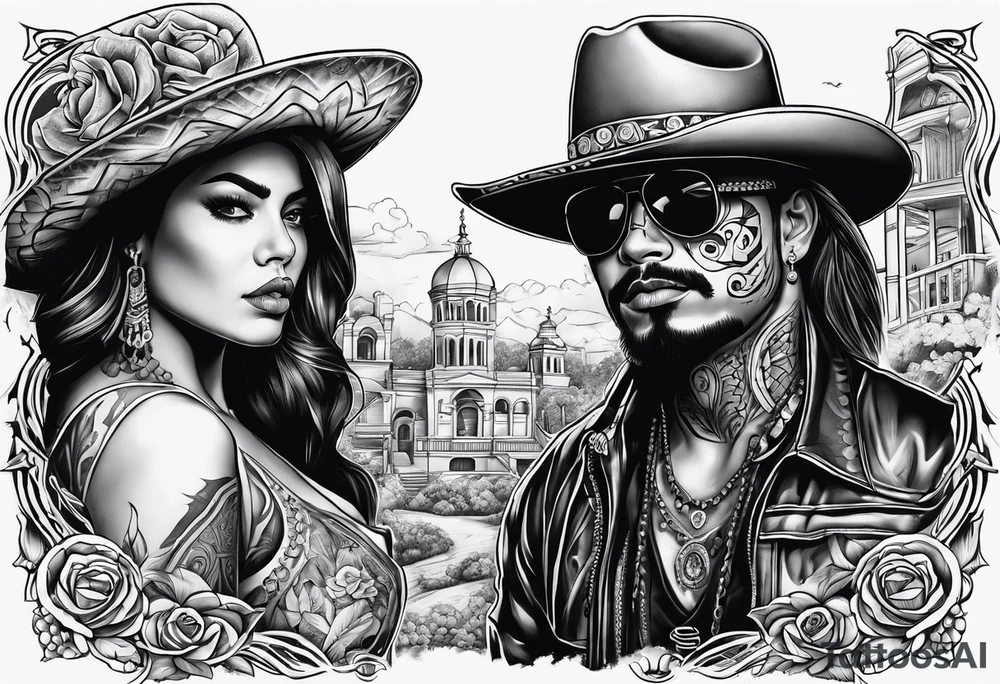 Chicano style 
city dayof dead



shootout tattoo idea