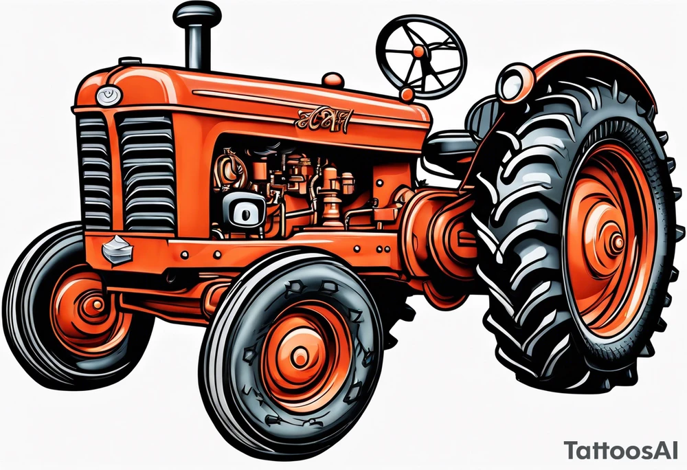 A tractor with chocolate chip cookie tires tattoo idea