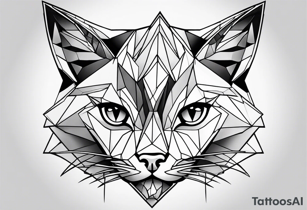 geometric cat tattoo idea