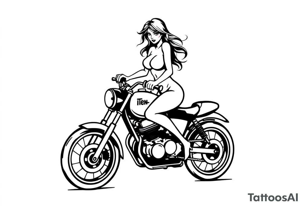 naked girl on motorcycle, slut, angry tattoo idea
