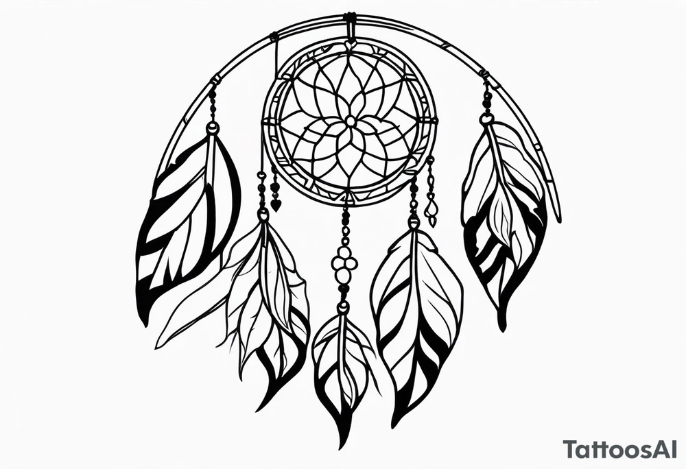 Dream catcher with hearts and flowers tattoo idea