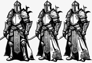 knight with heavy armor with letters RJL tattoo idea