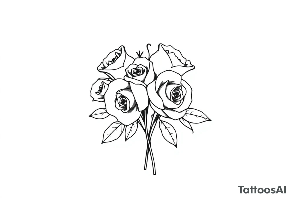 bouquet of roses tattoo idea