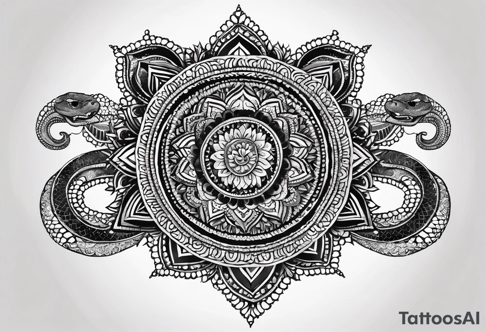 Rattlesnake mandala henna black tattoo design tattoo idea