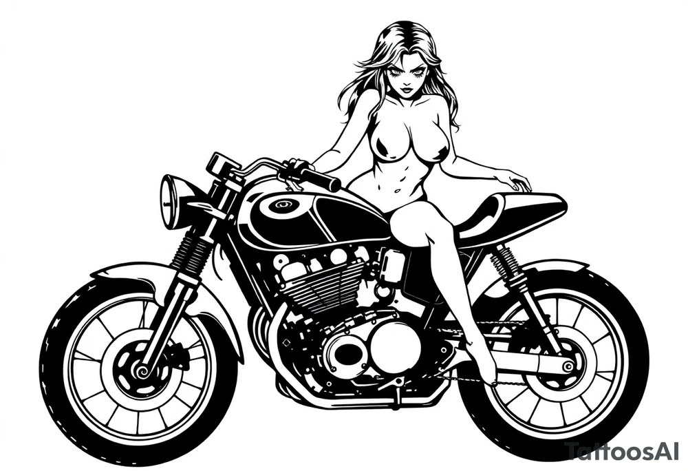naked girl on motorcycle, slut, angry tattoo idea