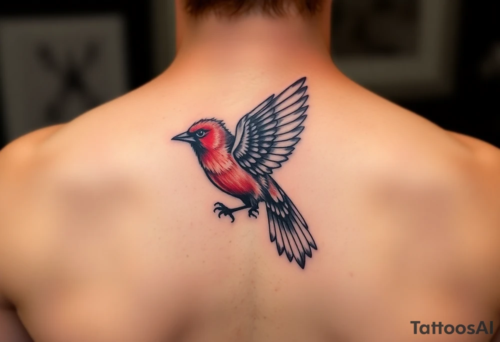 Red bird tattoo idea