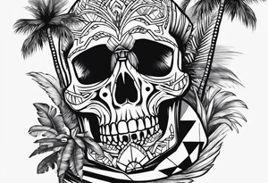 a skeleton hand and palm trees tattoo idea