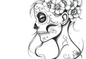 Beautiful woman sugar skull tattoo idea