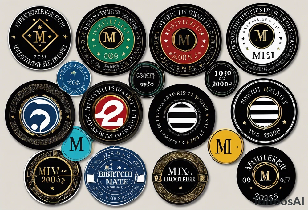Birth Years: The birth years of each brother subtly integrated into the design, perhaps within the circles or as small Roman numerals underneath each symbol: MMVII (2005), MM (2000), MCMLXXXXVII (1997).
Sticker Sleeve Influence: Drawing inspiration from your sticker sleeve, incorporate elements that resonate with the aesthetic you enjoy. This could include geometric patterns, abstract shapes, or stylized linework to add texture and depth to the design.
Placement: Considering your sticker sleeve, the tattoo could wrap around your arm, seamlessly blending with your existing sleeve and becoming a meaningful addition to your body art collection.

Style: Opt for a clean and bold black and white style tattoo idea