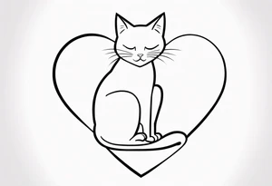 Cat hugging a heart full body tattoo idea