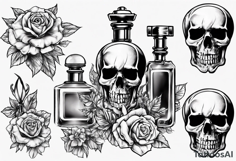 perfume but bottle is a skull tattoo idea