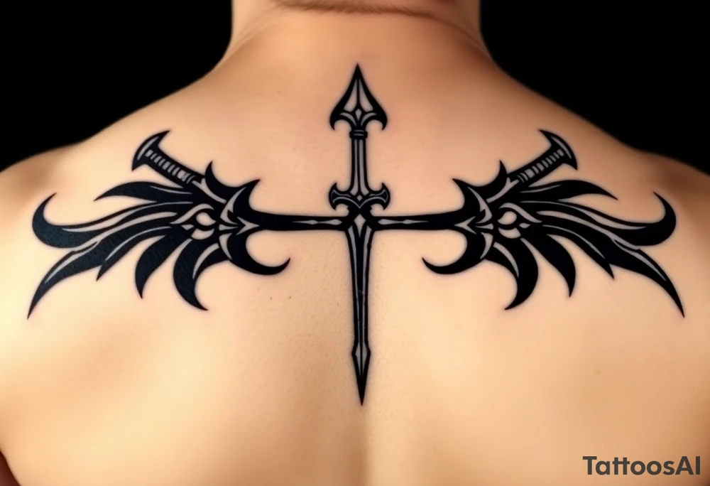 Armoury with sheild sword spears and axe tattoo idea