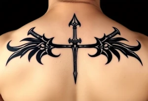 Armoury with sheild sword spears and axe tattoo idea