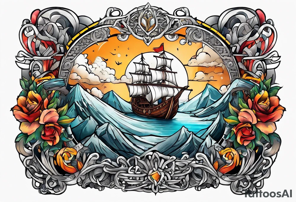 Norwegian Viking traveling to Valhalla tattoo idea