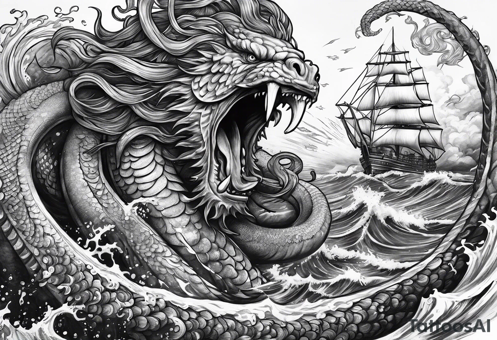 Poseidon battling kraken tattoo idea