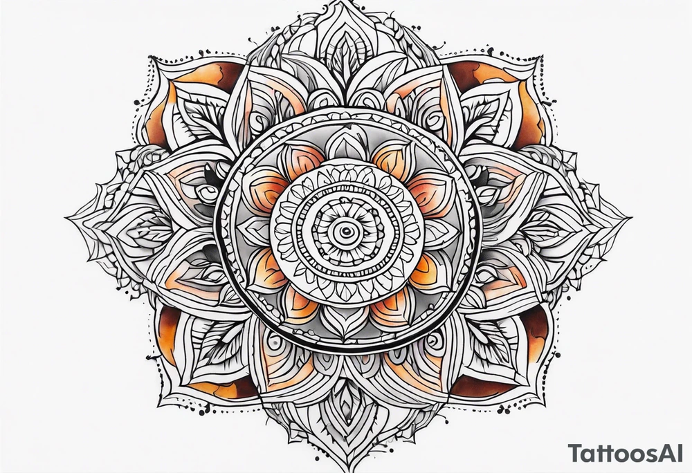 male mandala Knee tattoo in fall colors tattoo idea