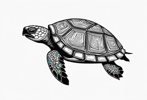 tropical psychedelic turtle, top down view, as seen from above tattoo idea
