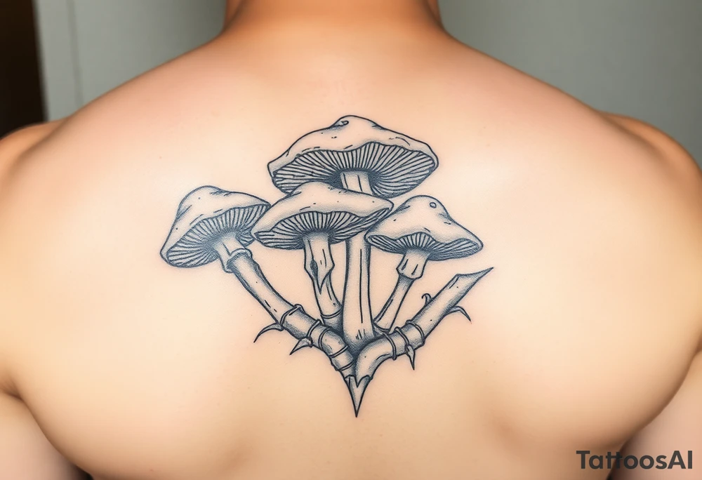 Mushrooms opening up the veil and showing what's beyond our perceivable world tattoo idea