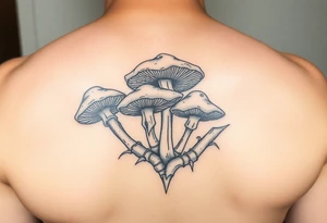 Mushrooms opening up the veil and showing what's beyond our perceivable world tattoo idea