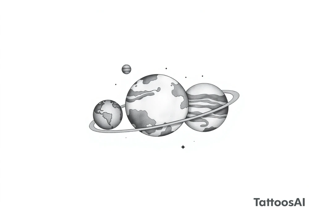 Cute cartoony planets tattoo idea