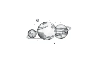 Cute cartoony planets tattoo idea