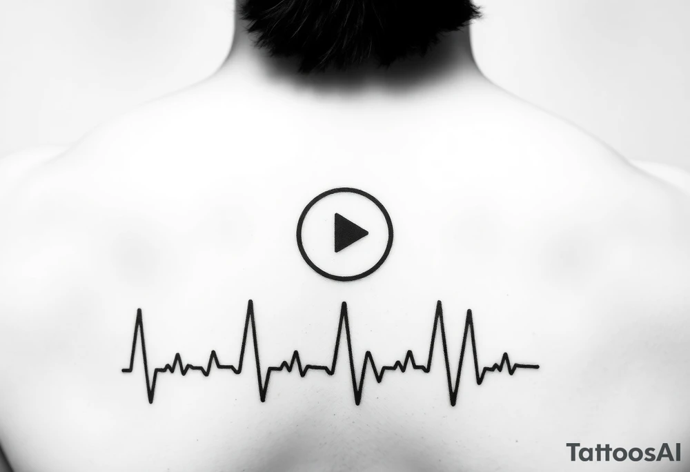 Play pause stop symbol in a ekg graph tattoo idea