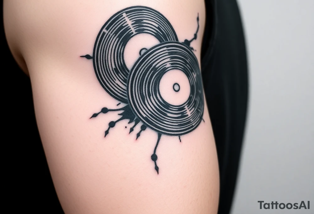 vinyl records as an expression of love for house music tattoo idea