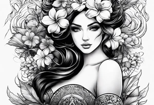 Mulher do signo de Touro, flores e livros atrás para tatuar no antebraço tattoo idea