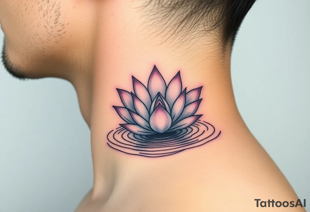 serene lotus flower emerging from sacred waters with ripples tattoo idea