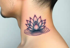serene lotus flower emerging from sacred waters with ripples tattoo idea