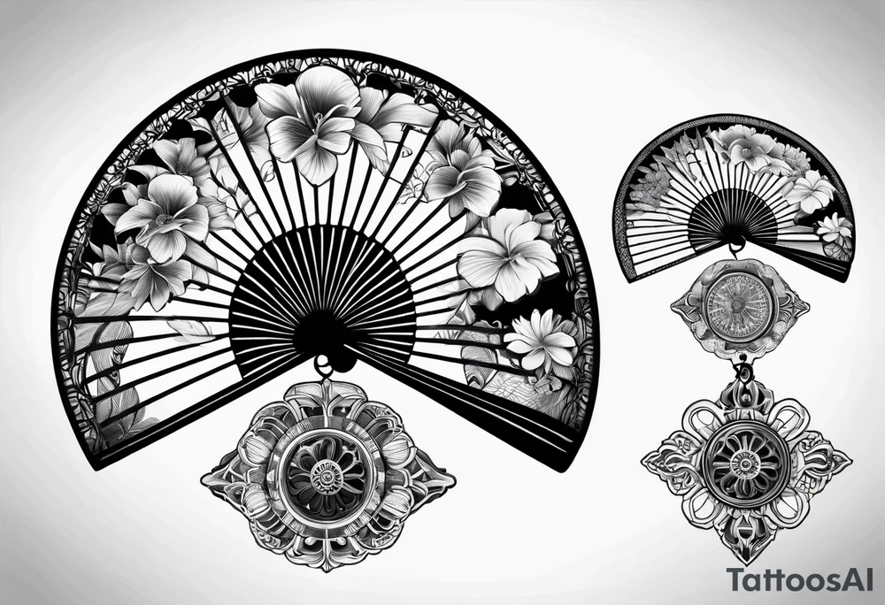 Black Japanese fan tattoo idea