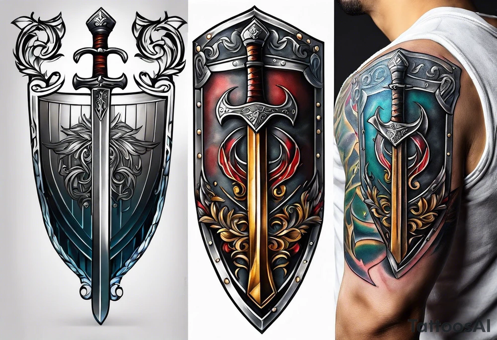 shield and sword tattoo idea