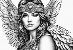 Detailed feathered angel tattoo idea