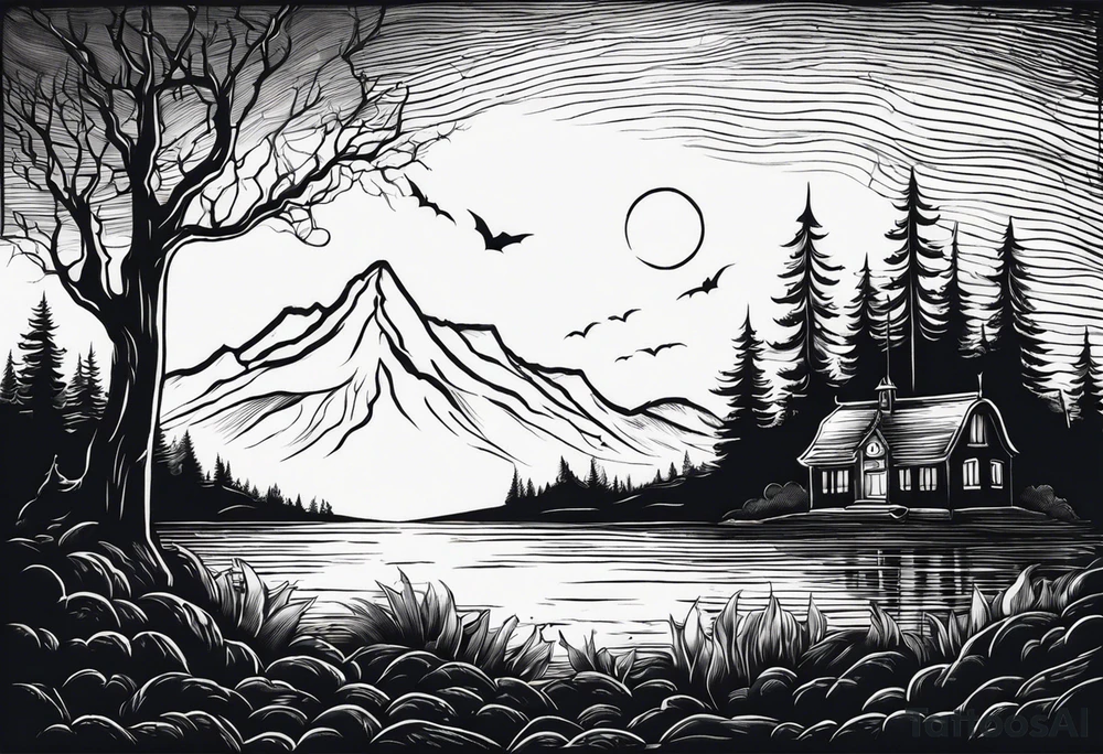 a big dark shadow rising up from the dead tattoo idea