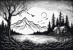 a big dark shadow rising up from the dead tattoo idea